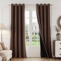 FMFUNCTEX 100 Blackout Coffee Brown Curtains 63