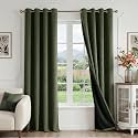 FMFUNCTEX 100 Blackout Olive Green Curtains 84
