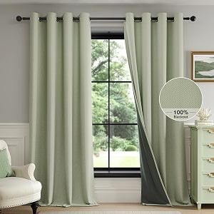 FMFUNCTEX 100 Blackout Sage Green Curtains 72