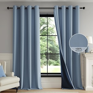FMFUNCTEX 100 Blackout Slate Blue Curtains 63