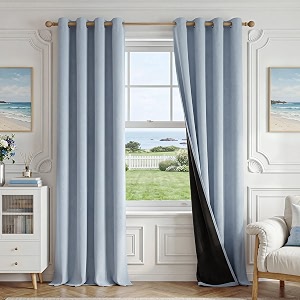 FMFUNCTEX 100 Blackout Smoky Blue Curtains 84