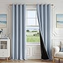 FMFUNCTEX 100 Blackout Smoky Blue Curtains 84
