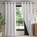 FMFUNCTEX 100 Blackout White Curtains 84 Inches