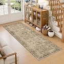 FMFUNCTEX 2x5 Hallway Runner Rug Washable Brown Neutral Vintage Distressed