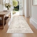 FMFUNCTEX 2x5 Hallway Runner Rug Washable Beige Neutral Vintage Distressed
