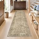 FMFUNCTEX 2x8 Hallway Runner Rug Washable Brown Neutral Vintage Distressed