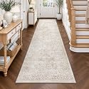 FMFUNCTEX 3x10 Hallway Runner Rug Washable Beige Neutral Vintage Distressed