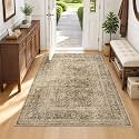 FMFUNCTEX 3x4 Washable Brown Neutral Vintage Retro Area Rug for Entryway