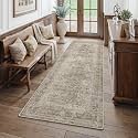 FMFUNCTEX 3x7 Hallway Runner Rug Washable Taupe Vintage Distressed Indoor