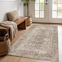 FMFUNCTEX 4x5 Washable Taupe Distressed Vintage Retro Area Rug for Entryway