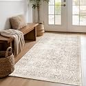 FMFUNCTEX 4x6 Washable Beige Neutral Vintage Retro Area Rug for Entryway