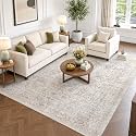 FMFUNCTEX 5x7 Washable Beige Neutral Vintage Retro Area Rug for Living Room