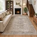 FMFUNCTEX 5x7 Washable Taupe Vintage Retro Large Area Rug for Living Room