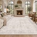 FMFUNCTEX 6x9 Washable Grey Neutral Vintage Large Area Rug Living Room