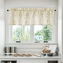 FMFUNCTEX Beige-White Valance Curtains for Windows Print Blossom Sunlight Filtering Window Panels for Cafe Natural Themed Valance Drapes 1 Panel 54”W x 15" L