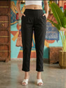 fnj Women Regular Fit Black Pure Cotton