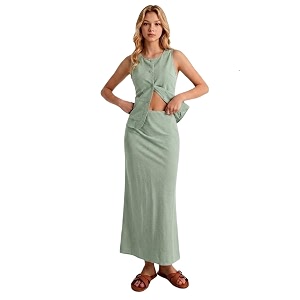 FNOCKS Girls Cotton Linen Co-Ord Set