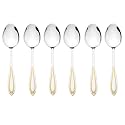 FnS Classic 24 Karat Gold Plated - Stainless Steel Baby Spoon Set, 6 Pieces - Elegant Design, Ideal for Home, Dining, and Kitchen Use, Safe and Durable for Daily Feeding