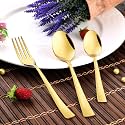 Montavo by FnS Alexa 18 Pieces Stainless Steel Golden Cutlery Set | 6 Dinner Spoons, 6 Dinner Forks & 6 Tea Spoons | Premium PVD Gold Finish Flatware Set for Home, Kitchen & Dining Table
