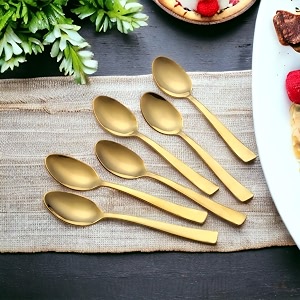 fns montavo alexa gold stainless steel baby spoon set of 6 for home kitchen and dining