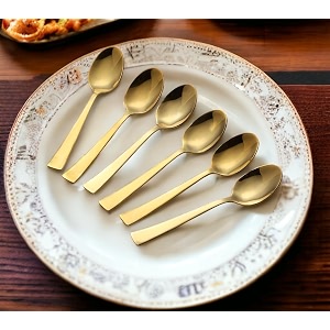 montavo by fns alexa gold stainless steel dinner spoon set of 6 for home kitchen and dining