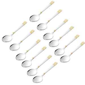 montavo by fns raga12 pieces stainless steel dinner spoon set  premium 24 karat gold plated table spoons for home kitchen dining restaurant amp hotel
