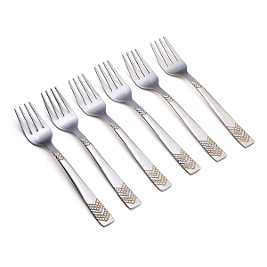 montavo by fns raga 6 pieces stainless steel fruit fork set  premium 24 karat gold plated dessert snack amp forks for home kitchen dining restaurant amp hotel raga design