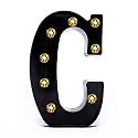 Foaky Black LED Marquee Letter Lights Sign 26 Alphabet Light Up Marquee Letters Sign for Night Light Birthday Party Battery Powered Christmas Lamp Home Bar Decoration (C)