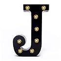 Foaky Black LED Marquee Letter Lights Sign 26 Alphabet Light Up Marquee Letters Sign for Night Light Birthday Party Battery Powered Christmas Lamp Home Bar Decoration (J)