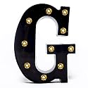 Foaky Black LED Marquee Letter Lights Sign 26 Alphabet Light Up Marquee Letters Sign for Night Light Birthday Party Battery Powered Christmas Lamp Home Bar Decoration (G)