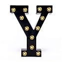 Foaky Black LED Marquee Letter Lights Sign 26 Alphabet Light Up Marquee Letters Sign for Night Light Birthday Party Battery Powered Christmas Lamp Home Bar Decoration (Y)