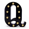 Foaky Black LED Marquee Letter Lights Sign 26 Alphabet Light Up Marquee Letters Sign for Night Light Birthday Party Battery Powered Christmas Lamp Home Bar Decoration (Q)