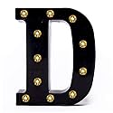 Foaky Black LED Marquee Letter Lights Sign 26 Alphabet Light Up Marquee Letters Sign for Night Light Birthday Party Battery Powered Christmas Lamp Home Bar Decoration (D)