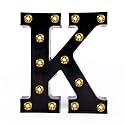 Foaky Black LED Marquee Letter Lights Sign 26 Alphabet Light Up Marquee Letters Sign for Night Light Birthday Party Battery Powered Christmas Lamp Home Bar Decoration (K)