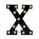 Foaky Black LED Marquee Letter Lights Sign 26 Alphabet Light Up Marquee Letters Sign for Night Light Birthday Party Battery Powered Christmas Lamp Home Bar Decoration (X)
