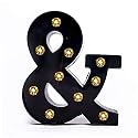 Foaky Black LED Marquee Letter Lights Sign 26 Alphabet Light Up Marquee Letters Sign for Night Light Birthday Party Battery Powered Christmas Lamp Home Bar Decoration (&amp;)