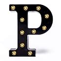 Foaky Black LED Marquee Letter Lights Sign 26 Alphabet Light Up Marquee Letters Sign for Night Light Birthday Party Battery Powered Christmas Lamp Home Bar Decoration (P)