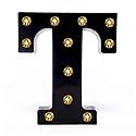 Foaky Black LED Marquee Letter Lights Sign 26 Alphabet Light Up Marquee Letters Sign for Night Light Birthday Party Battery Powered Christmas Lamp Home Bar Decoration (T)