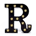 Foaky Black LED Marquee Letter Lights Sign 26 Alphabet Light Up Marquee Letters Sign for Night Light Birthday Party Battery Powered Christmas Lamp Home Bar Decoration (R)