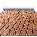 FOCEAN Boat Flooring EVA Foam Boat Decking Marine Mat Non-Slip Self-Adhesive Flooring Sheet for Motorboat Jon Boats Bass Boat Kayak RV Floor, 94.5''x 15.7'', Brown with Black Lines