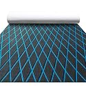 FOCEAN Boat Flooring EVA Foam Boat Decking Marine Mat Non-Slip Self-Adhesive Flooring Sheet for Motorboat Jon Boats Bass Boat Kayak RV Floor, 94.5"'x 15.7'', Dark Grey with Blue Lines