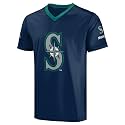 FOCO MLB Men's Officially Licensed Primary Logo Wordmark Ballpark Team Color Baseball Performance V-Neck Top