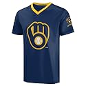 FOCO MLB Men's Officially Licensed Primary Logo Wordmark Ballpark Team Color Baseball Performance V-Neck Top