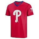 FOCO MLB Men's Officially Licensed Primary Logo Wordmark Ballpark Team Color Baseball Performance V-Neck Top