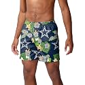 FOCO NFL Mens NFL Team Logo Floral Hawaiian Swim Suit Trunks