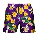 FOCO NFL Mens NFL Team Logo Floral Hawaiian Swim Suit Trunks