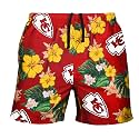 FOCO NFL Mens NFL Team Logo Floral Hawaiian Swim Suit Trunks