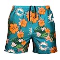 FOCO NFL Mens NFL Team Logo Floral Hawaiian Swim Suit Trunks