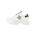 FOCO Womens NFL Team Glitter Big Logo Vintage White Chunky Sneakers
