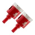 FOCSTOL Diamond Core Drill Bit - 2pcs 1-3/8''(35mm) Diamond Hole Saw with Round Shank for Porcelain Tile Ceramic Marble Granite